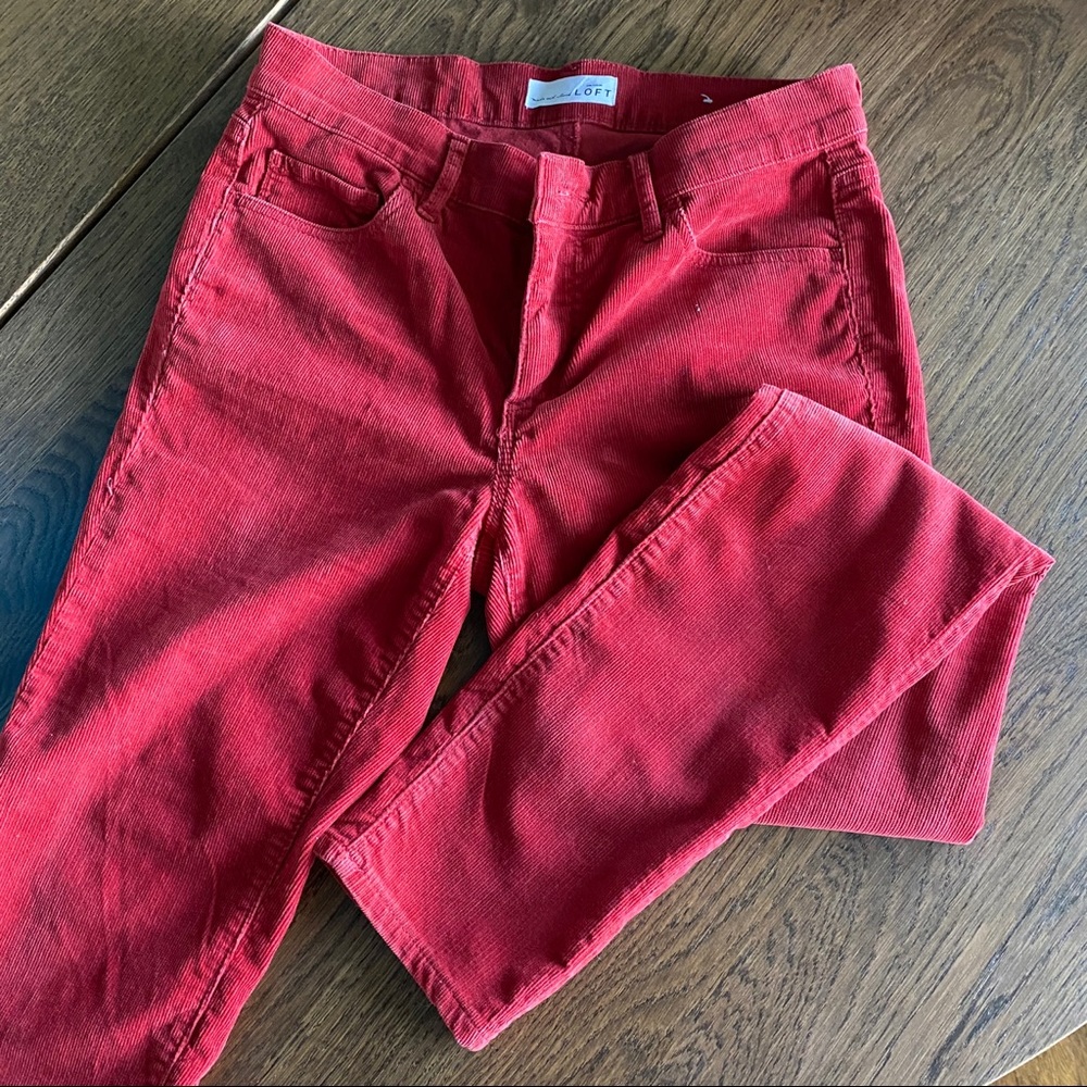 LOFT Velvet Jeans in Orange/red color